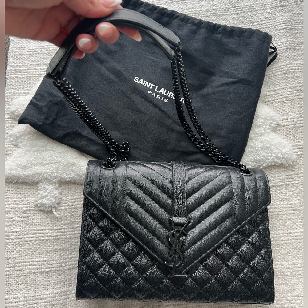 YSL Yves Saint Laurent Envelope medium quilted leather bag
